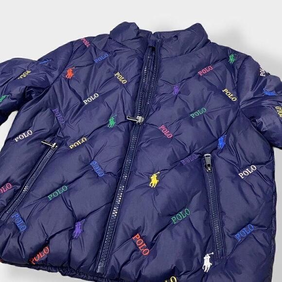 Polo Ralph Lauren Toddler Unisex Navy Logo Quilted Down Jacket size 2T New - Picture 2 of 12